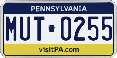 PA license plate MUT0255