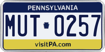 PA license plate MUT0257