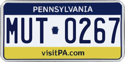 PA license plate MUT0267