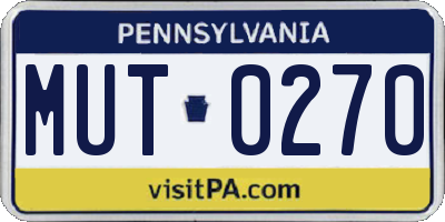 PA license plate MUT0270