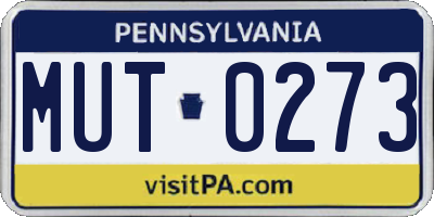 PA license plate MUT0273