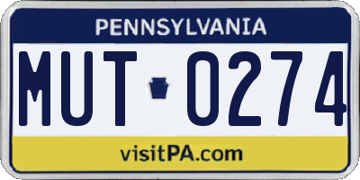 PA license plate MUT0274