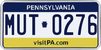 PA license plate MUT0276