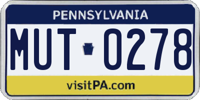 PA license plate MUT0278