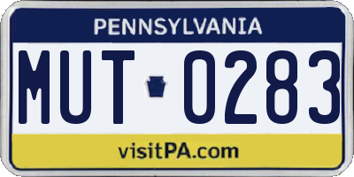 PA license plate MUT0283