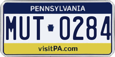PA license plate MUT0284
