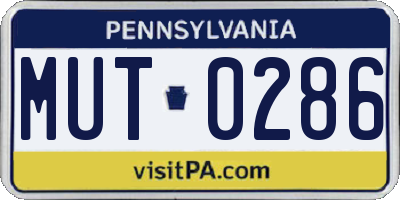 PA license plate MUT0286