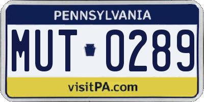 PA license plate MUT0289
