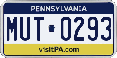 PA license plate MUT0293