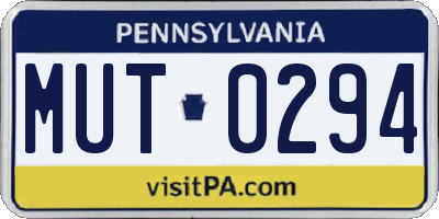 PA license plate MUT0294