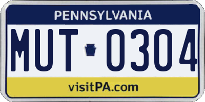 PA license plate MUT0304