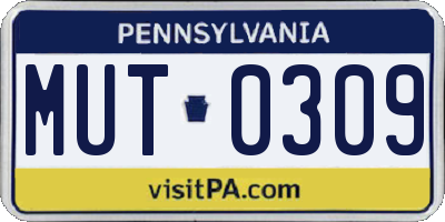 PA license plate MUT0309