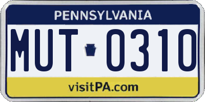 PA license plate MUT0310