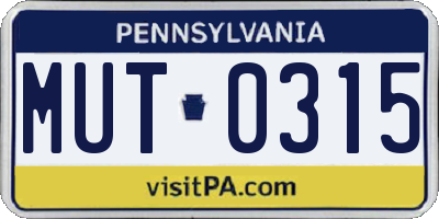 PA license plate MUT0315