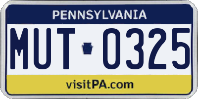 PA license plate MUT0325