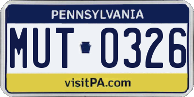 PA license plate MUT0326