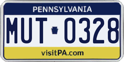 PA license plate MUT0328