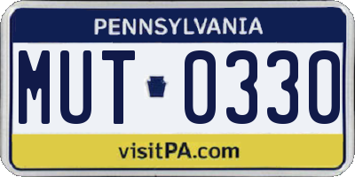 PA license plate MUT0330