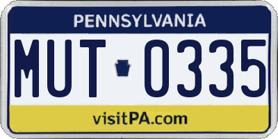 PA license plate MUT0335