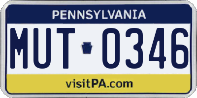 PA license plate MUT0346