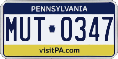 PA license plate MUT0347