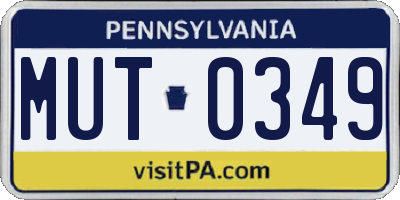PA license plate MUT0349