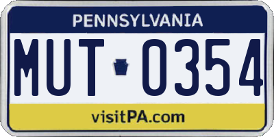PA license plate MUT0354