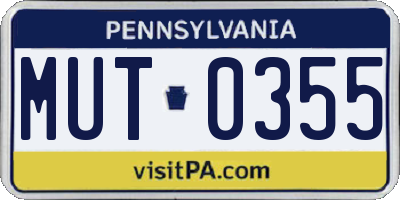 PA license plate MUT0355