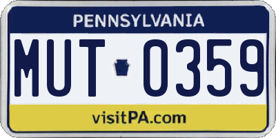 PA license plate MUT0359