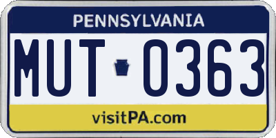 PA license plate MUT0363