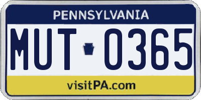 PA license plate MUT0365
