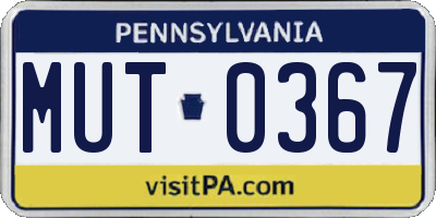 PA license plate MUT0367