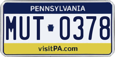 PA license plate MUT0378