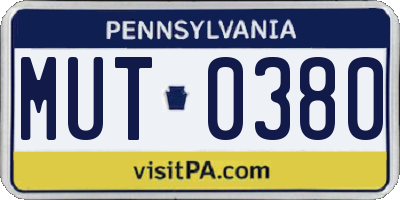 PA license plate MUT0380