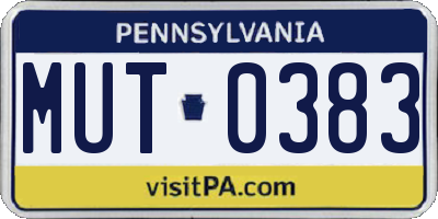 PA license plate MUT0383