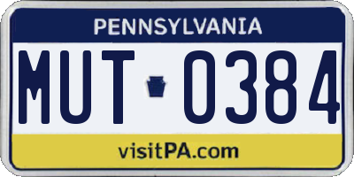 PA license plate MUT0384