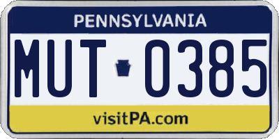 PA license plate MUT0385