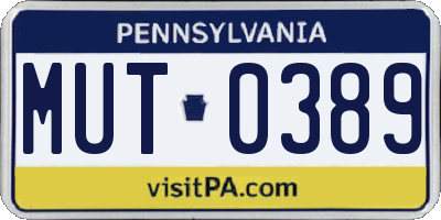 PA license plate MUT0389