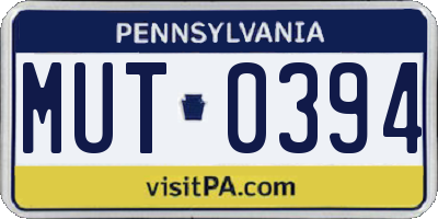 PA license plate MUT0394