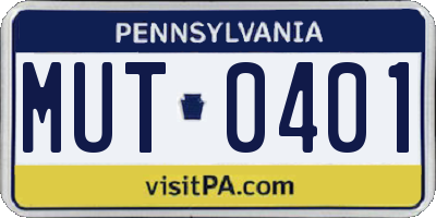 PA license plate MUT0401