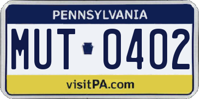 PA license plate MUT0402
