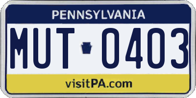 PA license plate MUT0403