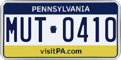 PA license plate MUT0410
