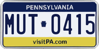 PA license plate MUT0415