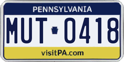 PA license plate MUT0418