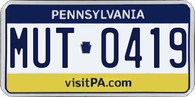 PA license plate MUT0419