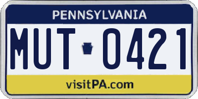 PA license plate MUT0421