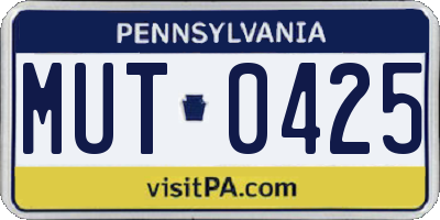 PA license plate MUT0425