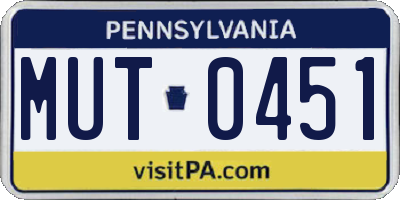 PA license plate MUT0451