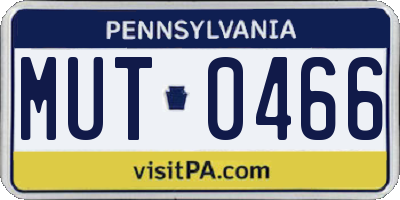 PA license plate MUT0466
